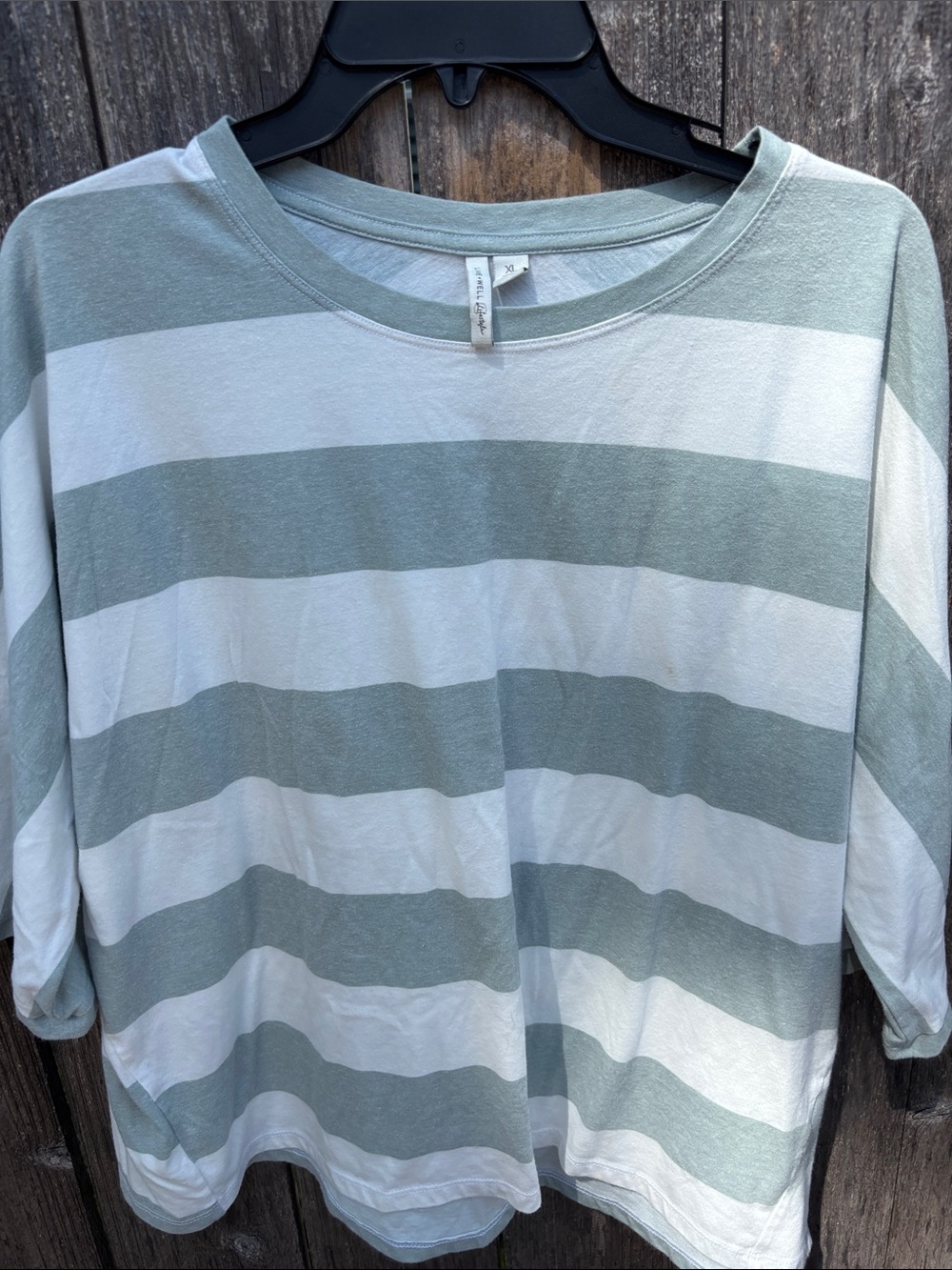 Women's Relaxed Stripe Crop Top - Sage & White